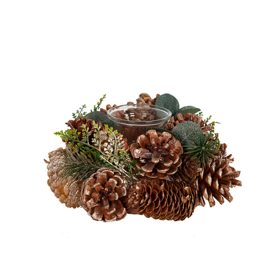 Romimex Brown Green Polyethylene Pine Cone Centerpiece 8 x 18 x 8 cm