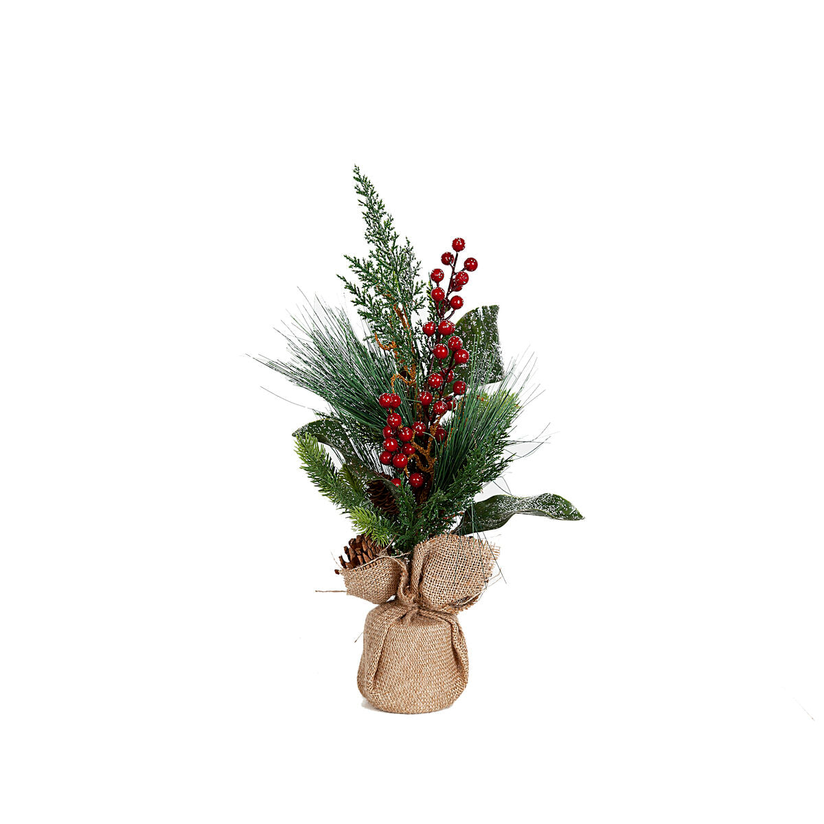 Romimex Decorative Plant Red Green Beige Pine Cone Fir 12 x 48 x 12 cm