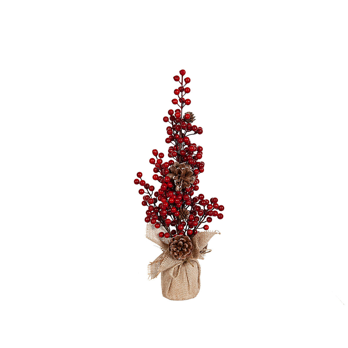 Romimex Decorative Plant Red Beige Mistletoe Pine Cone 13 x 50 x 13 cm