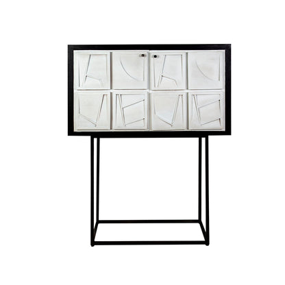 Romimex Wardrobe White Black Wood 44 x 165 x 103 cm