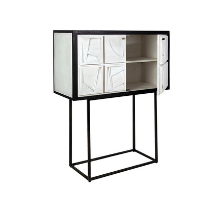 Romimex Wardrobe White Black Wood 44 x 165 x 103 cm