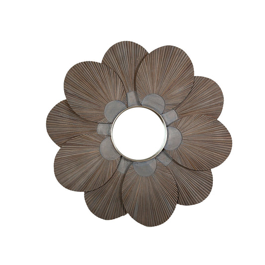 Romimex Wall Mirror Black Wood Flower 122 x 122 x 7 cm