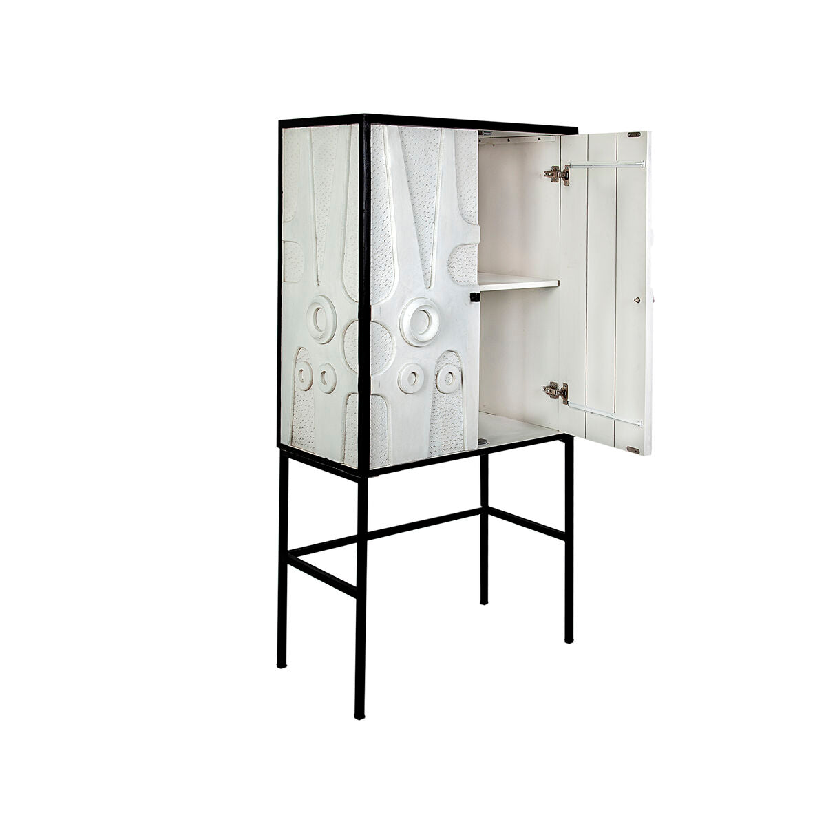 Romimex Wardrobe White Black Wood 43 x 153 x 80 cm