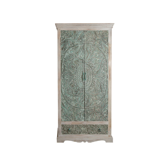 Romimex Natural Green Mango Wood Wardrobe 40 x 180 x 85 cm