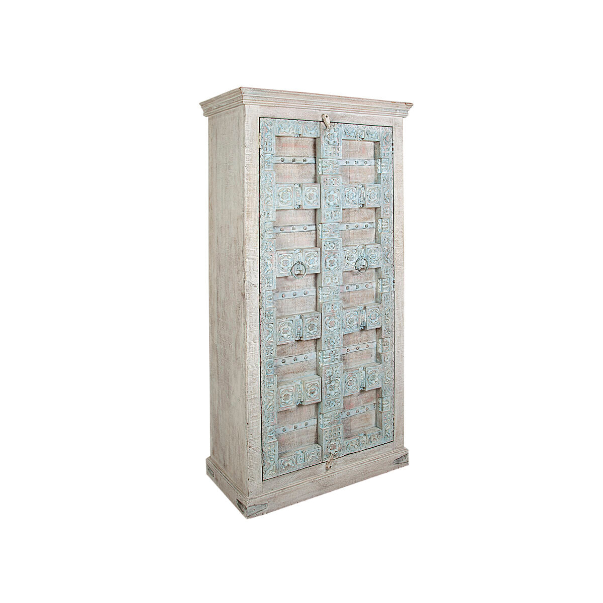 Romimex Beige Mango Wood Wardrobe 90 x 180 x 40 cm