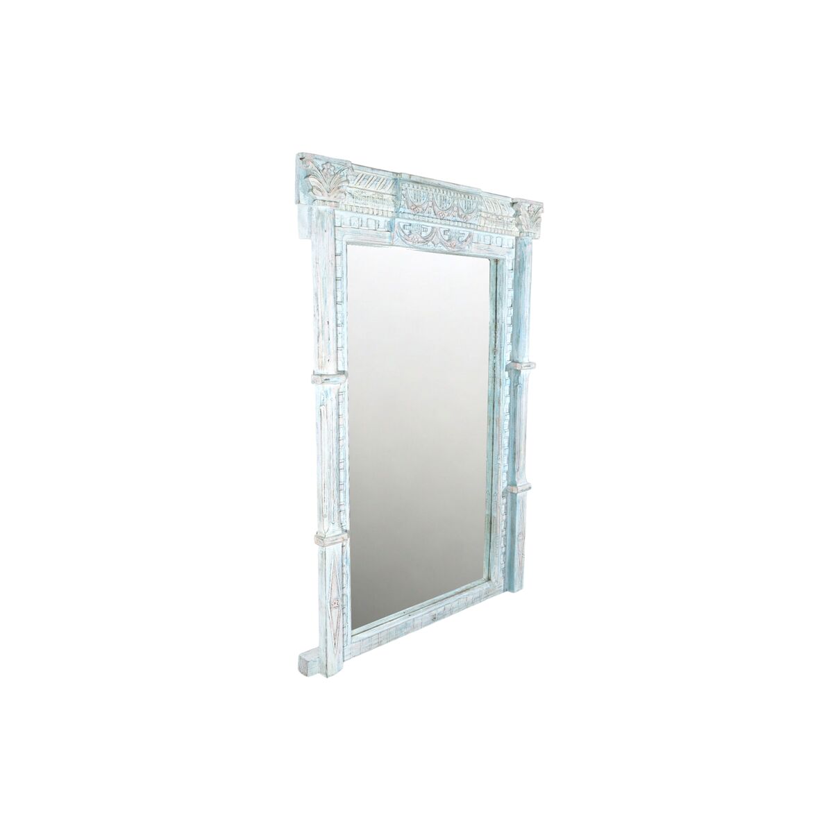 Romimex Beige teak wood wall mirror 143 x 195 x 27 cm