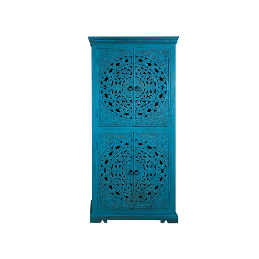 Romimex Blue Mango Wood Cabinet 85 x 180 x 40 cm