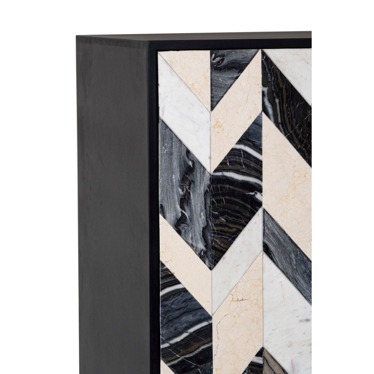 Romimex Brown Black Gold Marble Wood Cabinet 45 x 170 x 80 cm