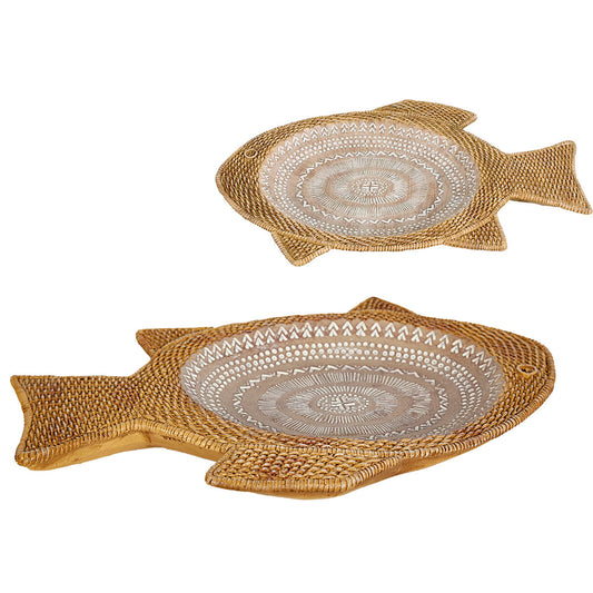 Romimex Natural Beige Fish Centerpiece 23 x 4 x 37 cm Rattan