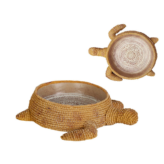 Romimex Beige Natural Turtle Centerpiece 20 x 5 x 22 cm Rattan