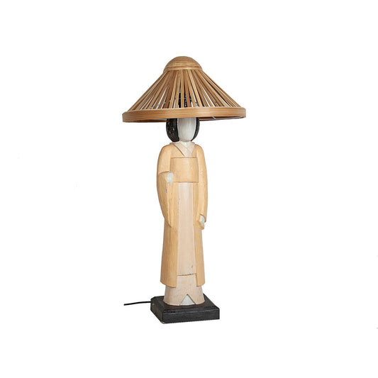 Romimex Table Lamp Beige Wood 20 x 70 x 20 cm Oriental