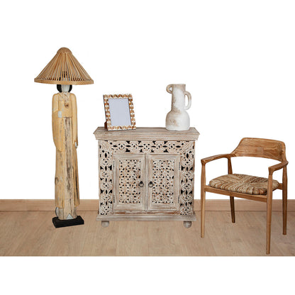 Romimex Table Lamp Beige Wood 20 x 160 x 20 cm Oriental