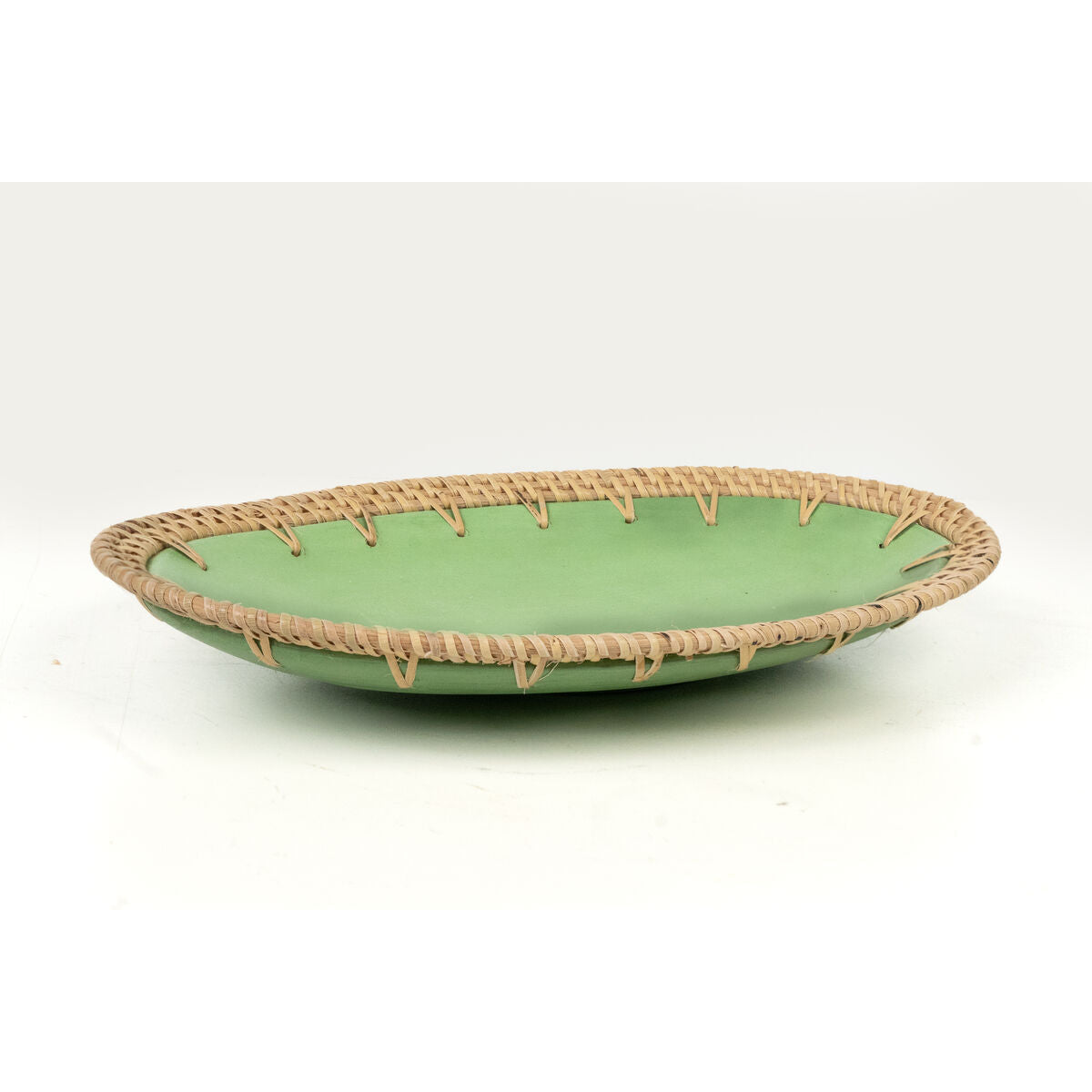 Romimex Natural Orange Ceramic Rattan Centerpiece 20 x 7 x 35 cm