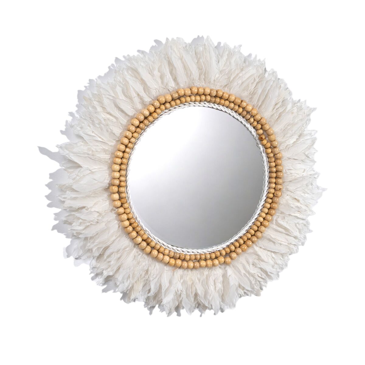 Romimex Wall Mirror White Feathers 50 x 3 x 50 cm Round