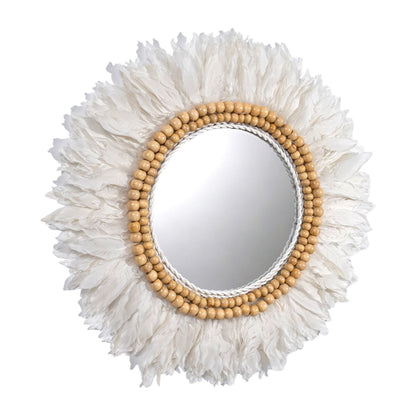 Romimex Wall Mirror White Feathers 80 x 3 x 80 cm Round