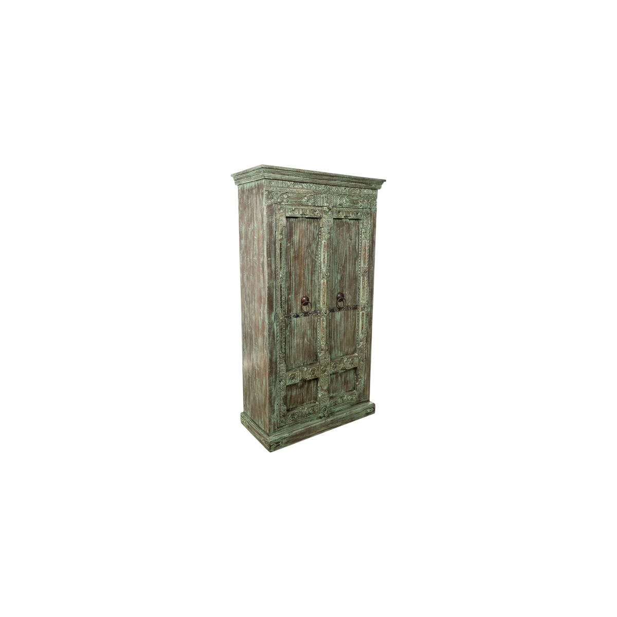 Romimex Turquoise Brown Mango Wood Wardrobe 100 x 180 x 48 cm