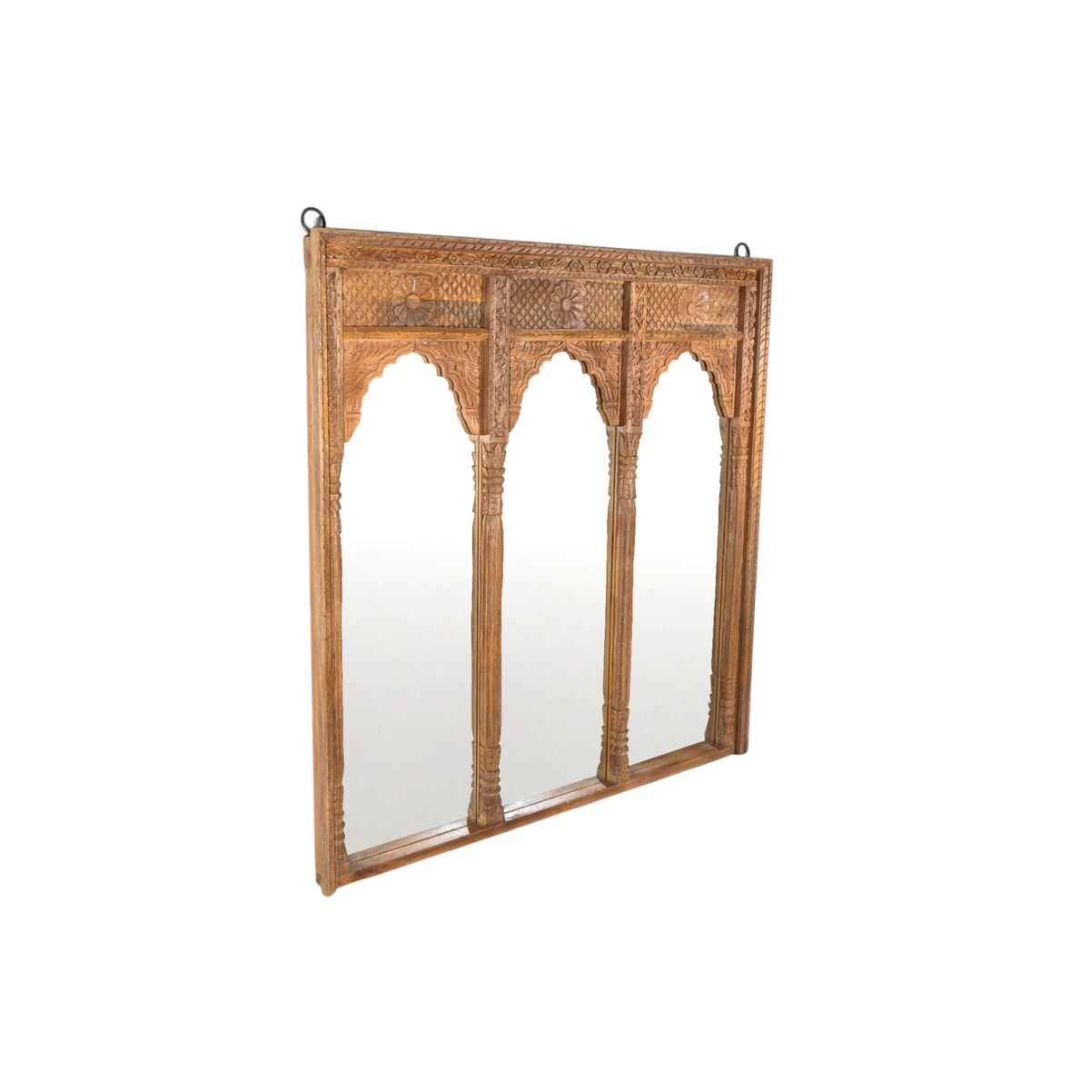 Romimex Brown Wood Wall Mirror 150 x 150 x 10 cm Triple