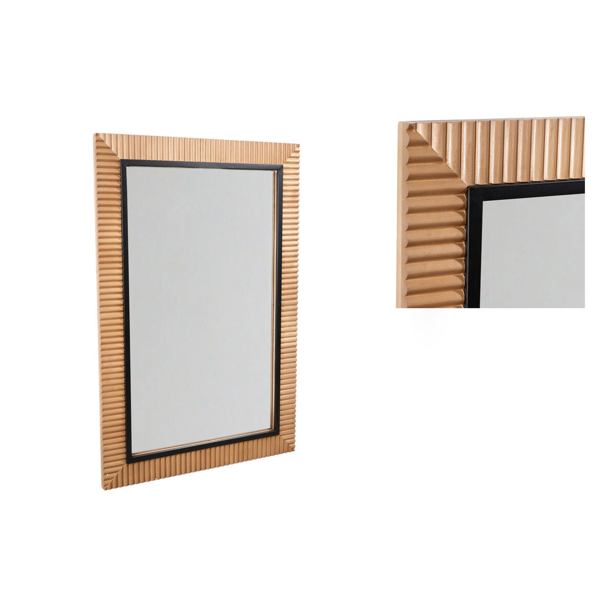 Romimex Wall Mirror Brown Birch Chipboard Mirror 4 x 117 x 79 cm