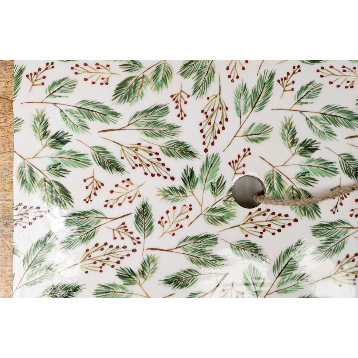 Romimex Snack Tray White Green Mango Wood Rectangular Leaves 20 x 2 x 16 cm