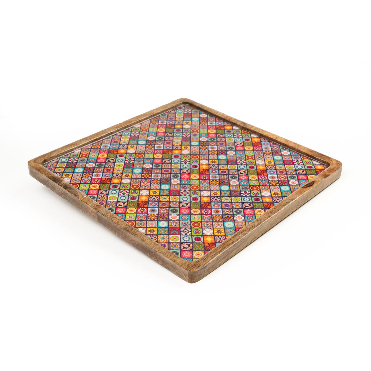 Romimex Red Mango Wood Square Snack Tray 30 x 2 x 30 cm