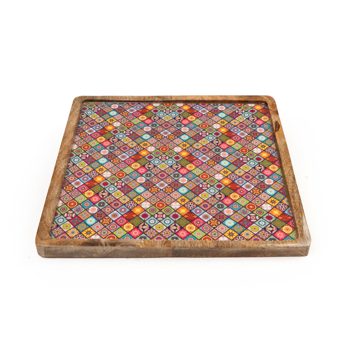 Romimex Red Mango Wood Square Snack Tray 30 x 2 x 30 cm