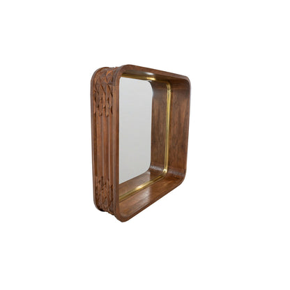 Romimex Wall Mirror Brown Mango Wood Square 120 x 120 x 26 cm