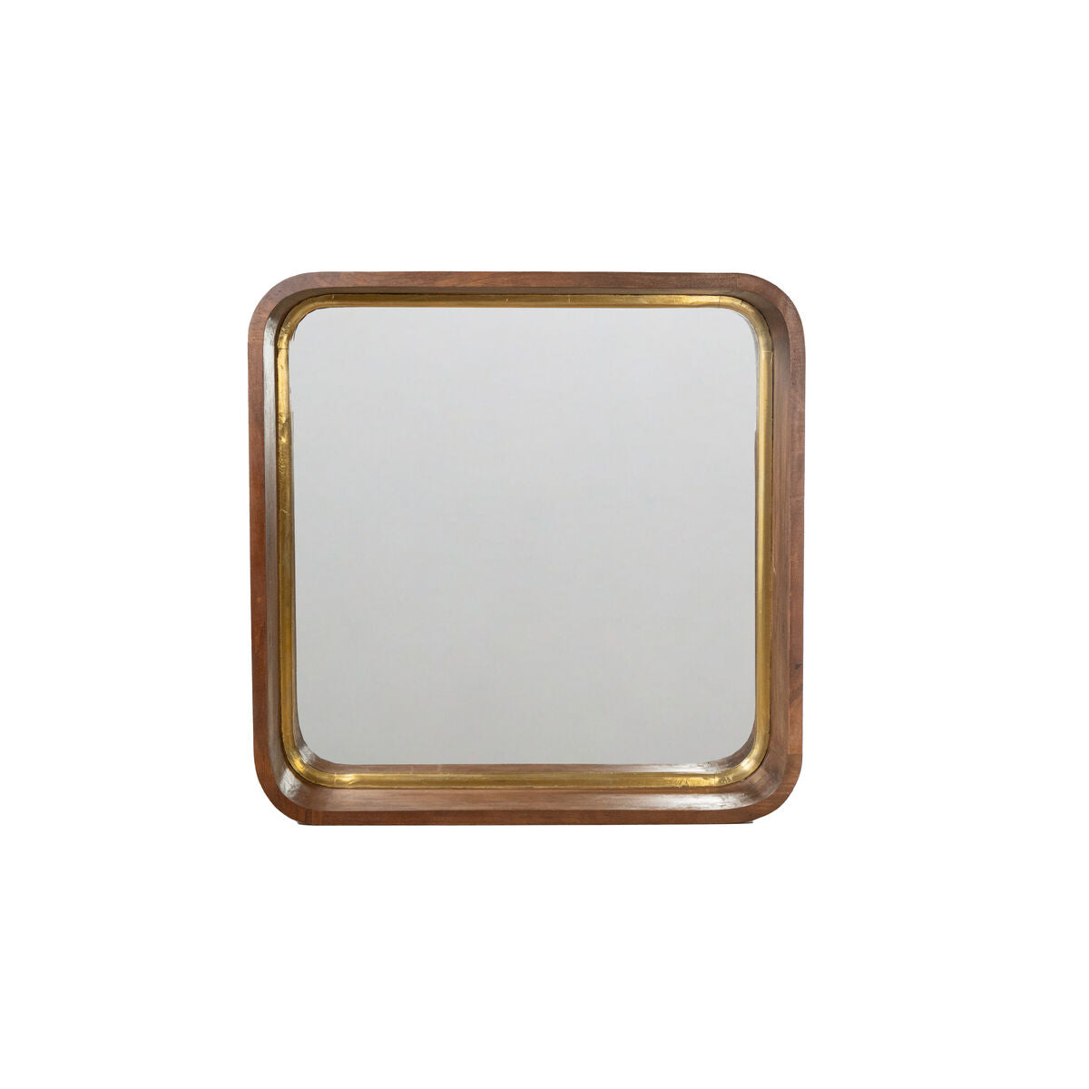 Romimex Wall Mirror Brown Mango Wood Square 120 x 120 x 26 cm