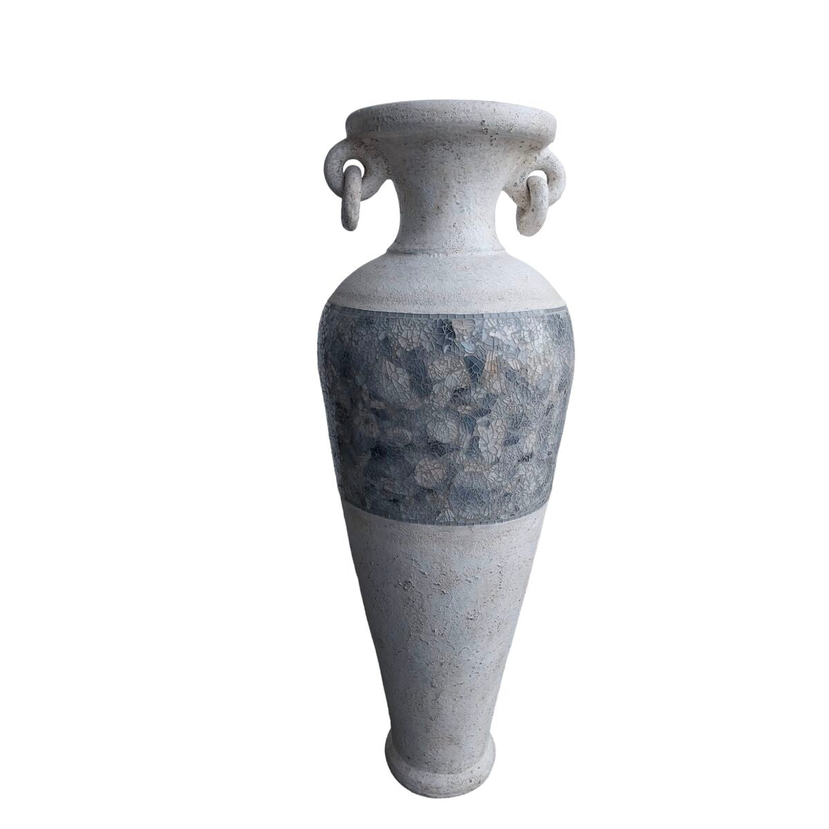 Romimex Floor Vase White Grey Terracotta 34 x 100 x 34 cm With Handles