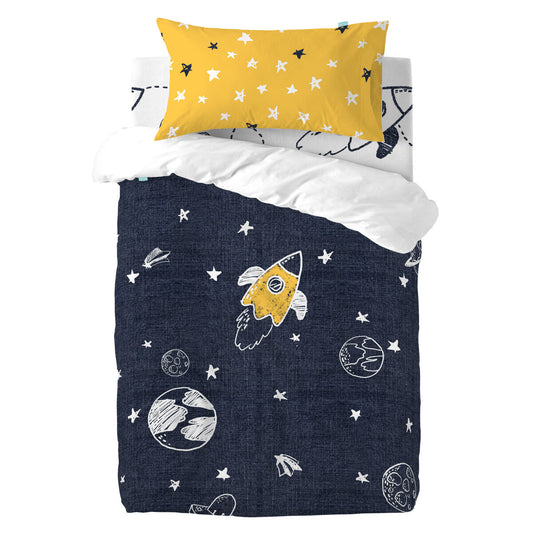 HappyFriday Mr Fox Starspace Multicolor Baby Crib Duvet Cover Set 2 Pieces