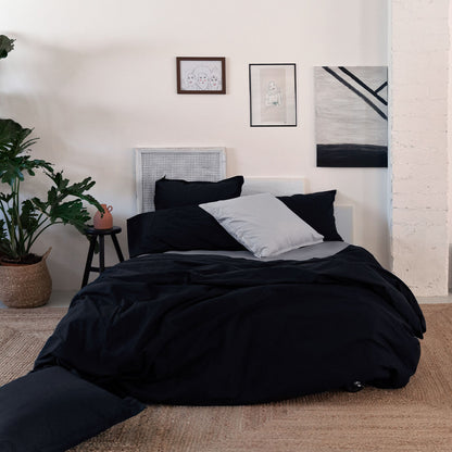 HappyFriday BASIC Duvet Cover Black 155 x 220 cm