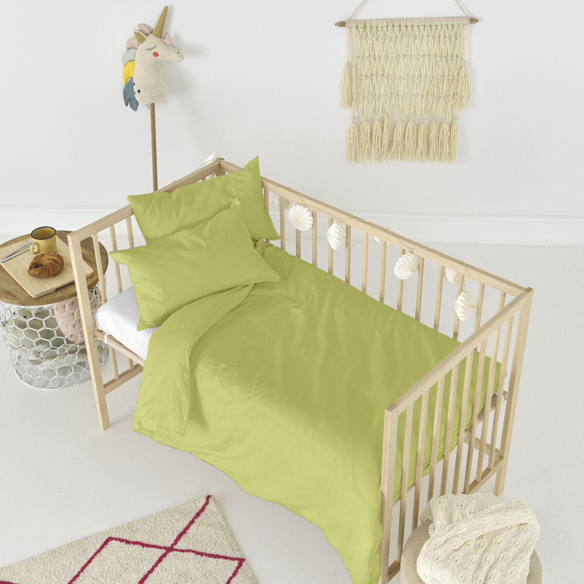 HappyFriday Basic Kids Green Baby Crib Duvet Cover Set 2 Pieces