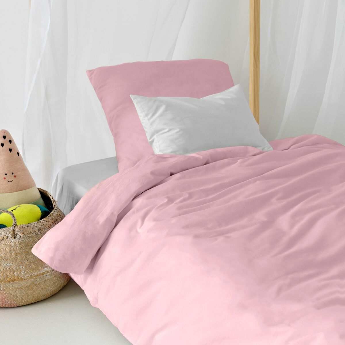 HappyFriday Basic Kids Duvet Cover Set Light Pink 80cm Bed 2 Pieces