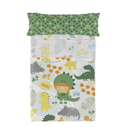 HappyFriday Happynois Happydino Multicolor Sheet Set 105 Bed 2 Pieces