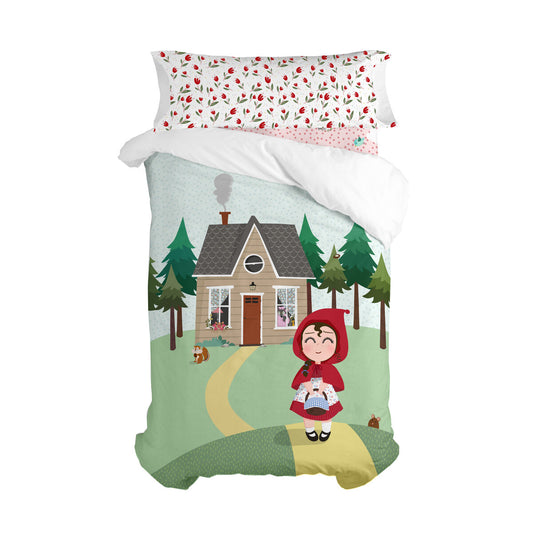 Juego de funda nórdica HappyFriday Mr Fox Red riding hood  Multicolor Cama de 80/90 2 Piezas