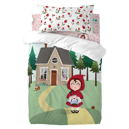 HappyFriday Mr Fox Red riding hood Multicolor Baby Crib Duvet Cover Set 2 Pieces