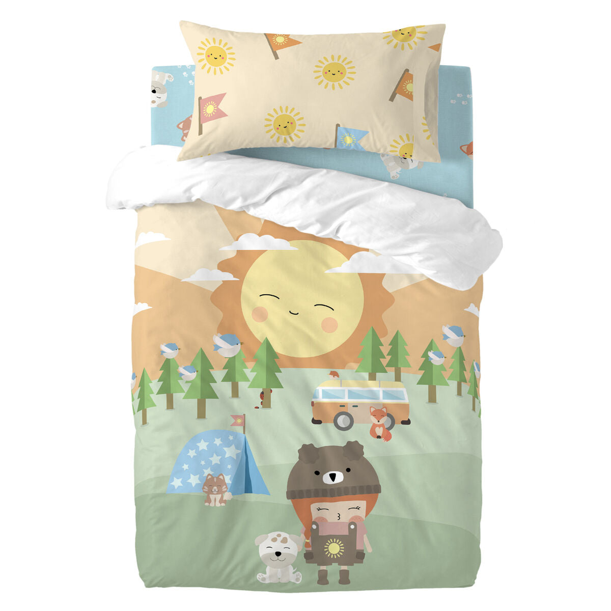 HappyFriday Happynois Camping Multicolor Baby Crib Duvet Cover Set 2 Pieces