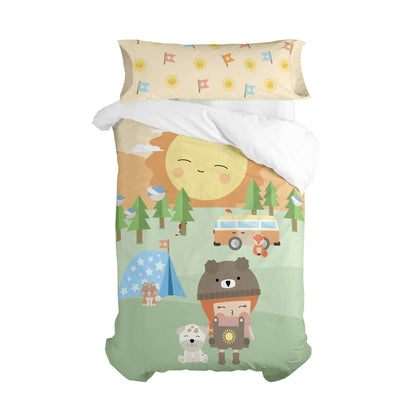 Juego de funda nórdica HappyFriday Happynois Camping Multicolor Cama de 105 2 Piezas