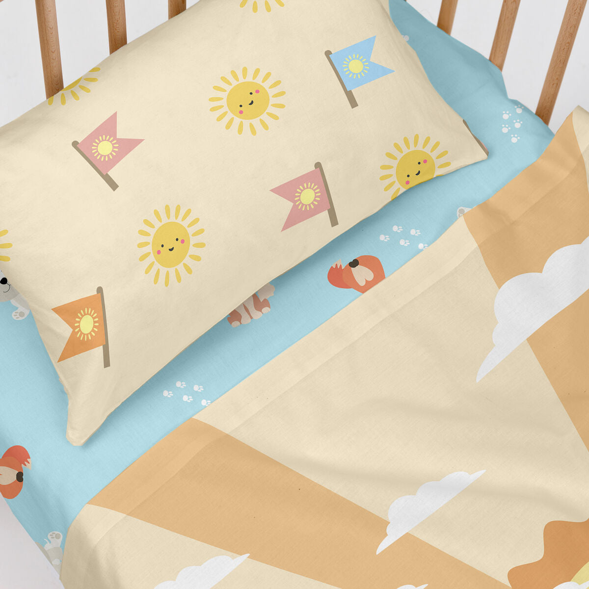 HappyFriday Happynois Camping Multicolor Baby Crib Sheet Set 2 Pieces