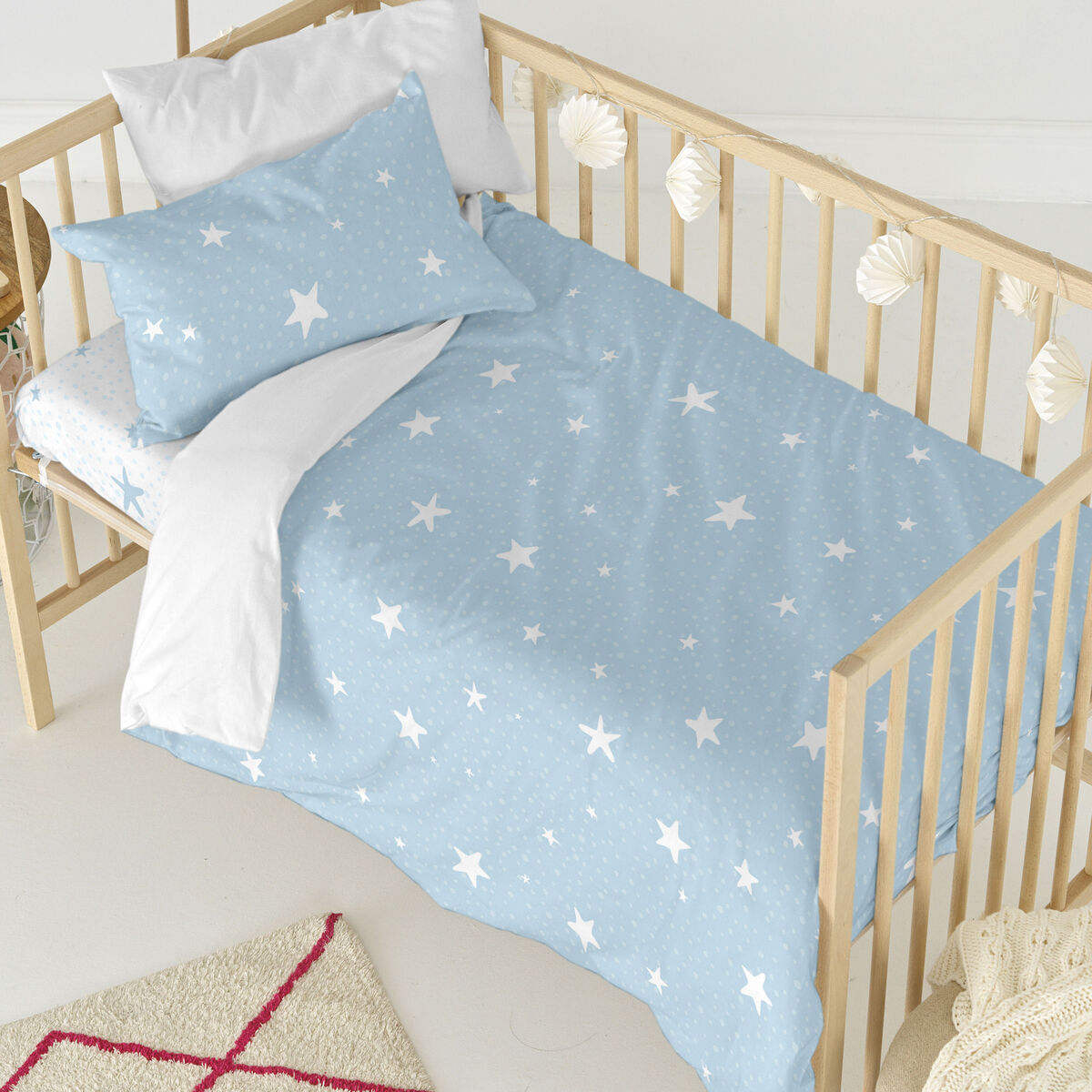 HappyFriday Basic Kids Blue Baby Crib Duvet Cover Set 2 Pieces