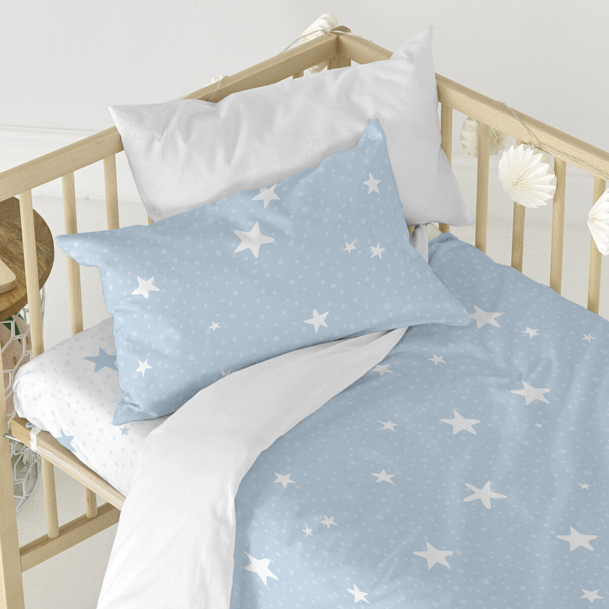 HappyFriday Basic Kids Blue Baby Crib Duvet Cover Set 2 Pieces