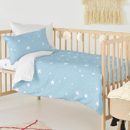 HappyFriday Basic Kids Blue Baby Crib Duvet Cover Set 2 Pieces