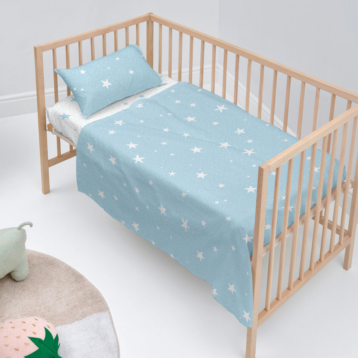 HappyFriday Basic Kids Little star Blue Baby Crib Sheet Set 2 Pieces