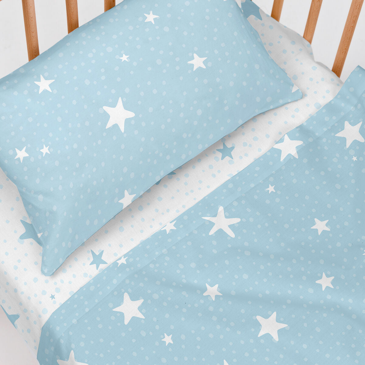 HappyFriday Basic Kids Little star Blue Baby Crib Sheet Set 2 Pieces