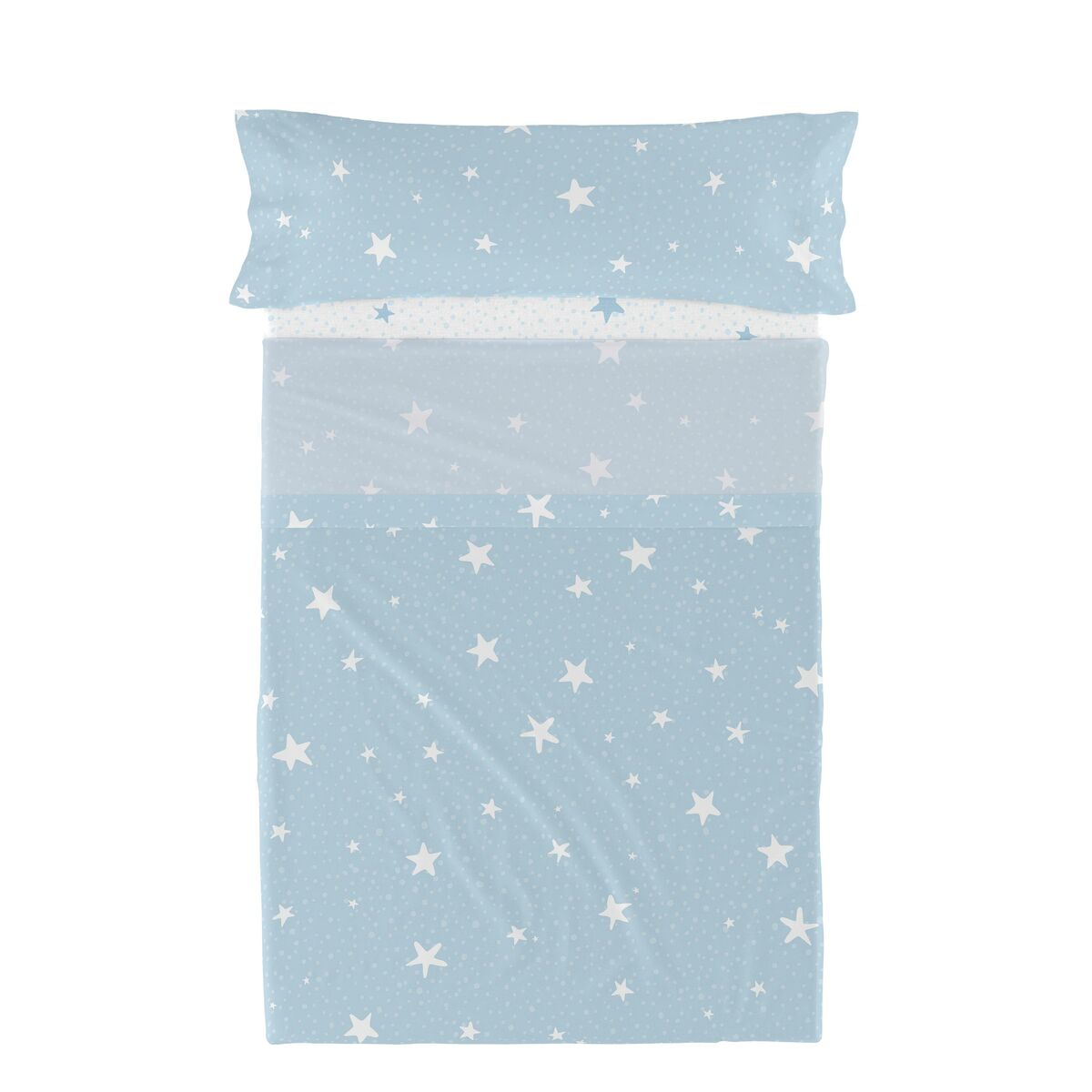 Juego de Sábanas HappyFriday Basic Kids Little star Azul Cama de 80/90 2 Piezas