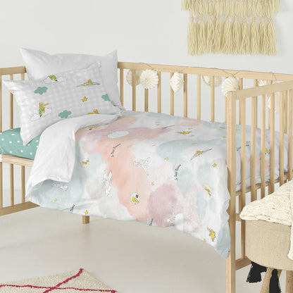 HappyFriday Le Petit Prince Nuages ​​Multicolor Baby Crib Duvet Cover Set 2 Pieces