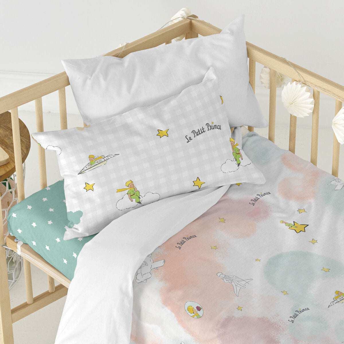 HappyFriday Le Petit Prince Nuages ​​Multicolor Baby Crib Duvet Cover Set 2 Pieces