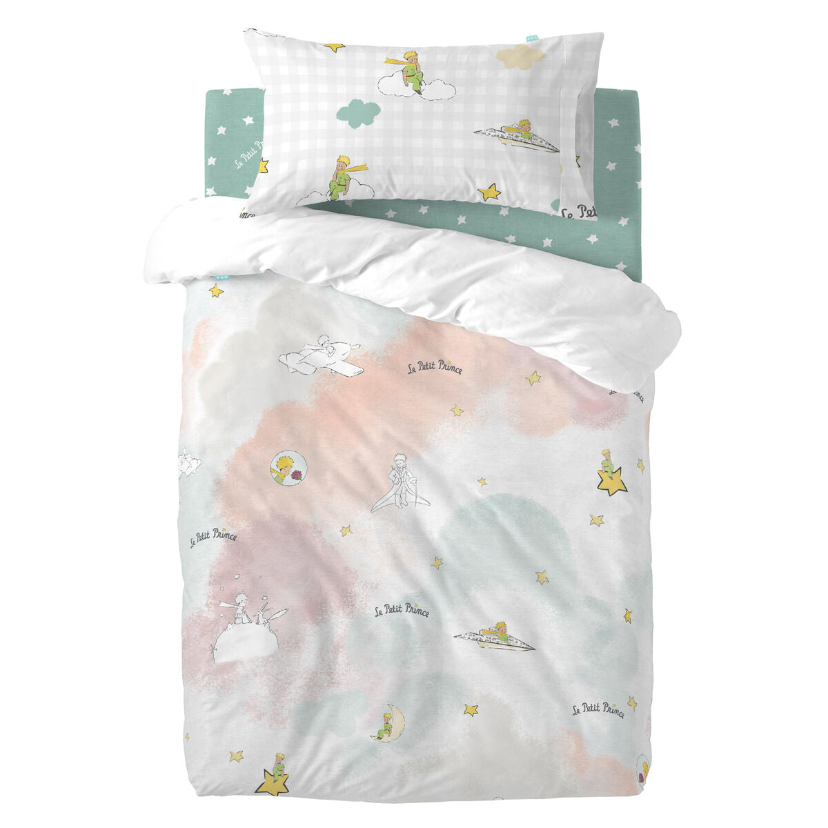 HappyFriday Le Petit Prince Nuages ​​Multicolor Baby Crib Duvet Cover Set 2 Pieces