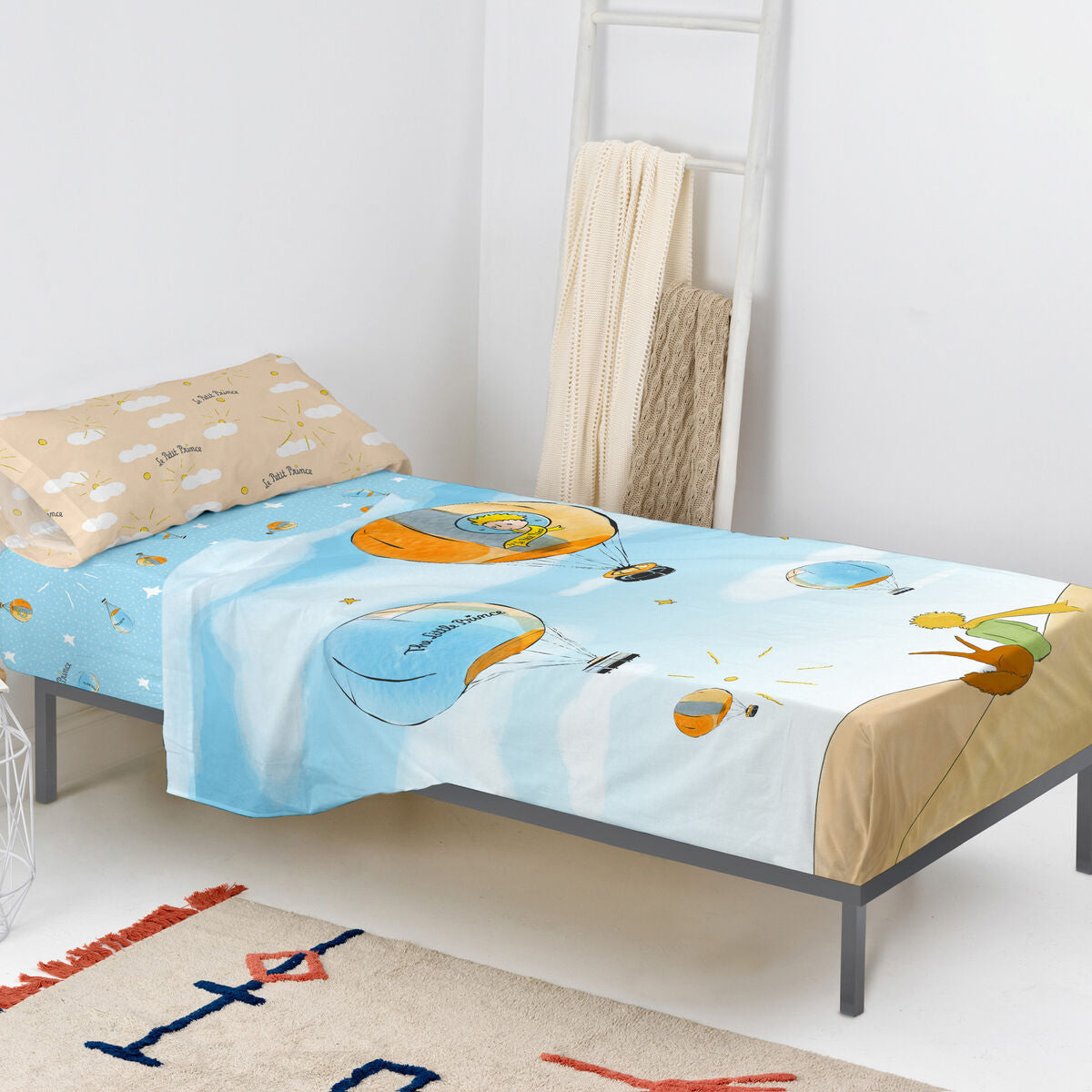 Juego de Sábanas HappyFriday Le Petit Prince Montgolfiere Multicolor Cama de 105 2 Piezas