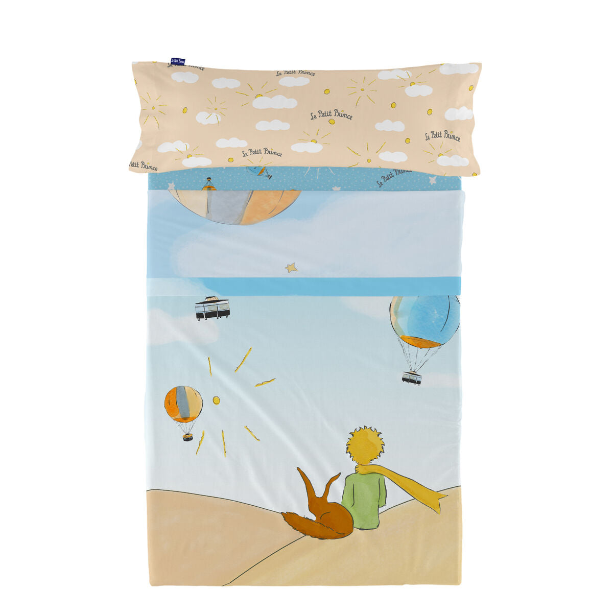 Juego de Sábanas HappyFriday Le Petit Prince Montgolfiere Multicolor Cama de 105 2 Piezas