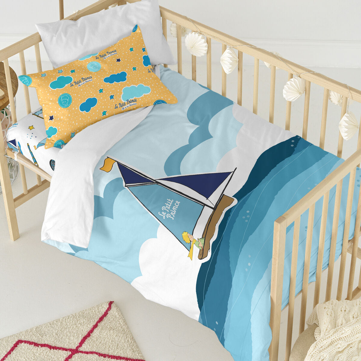 HappyFriday Le Petit Prince Navigateur Multicolor Baby Crib Duvet Cover Set 2 Pieces